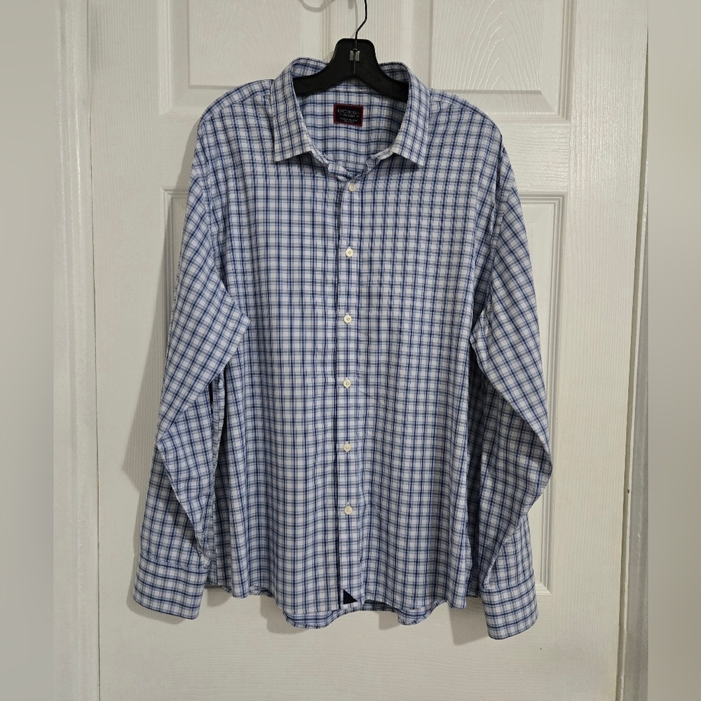 UNTUCKit Men's Dress Shirt XXL Oliverhill Blue Gray Plaid Long Sleeve Like-New